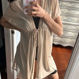 Pink Lily Mesh Beige Cover Up Size S